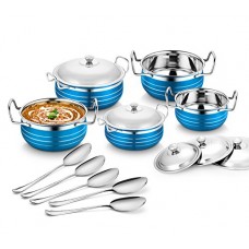 Deals, Discounts & Offers on Home & Kitchen -  Classic Essentials Stainless Steel Handi Set, 10-Pieces, Blue