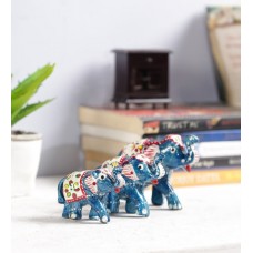 Deals, Discounts & Offers on  - Multicolour Solid Wood Elephant Set of 3 Figurine by Art of Jodhpur