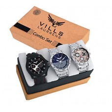 Deals, Discounts & Offers on  -  Vills Laurrens Analogue Multicolor Dial Combo Of 3 Men's & Boy's Watch