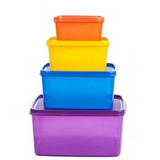 Deals, Discounts & Offers on Home & Kitchen - Signoraware Fresh Tab Plastic Storage Container, Set of 4, (2500ML, 1200 ML, 500 ML, 160 ML), Multicolor