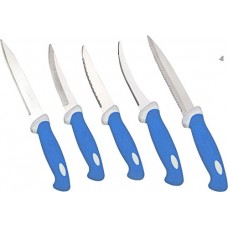 Deals, Discounts & Offers on Home & Kitchen -  Amiraj Double Mould Plastic Knife Set, Set of 5, White/Blue