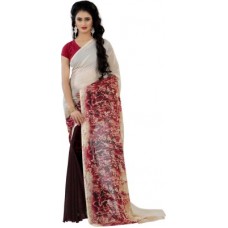 Deals, Discounts & Offers on Women - Wama Fashion Printed Daily Wear Faux Georgette Saree(Pink)