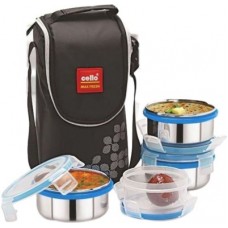 Deals, Discounts & Offers on Storage - Cello Max Fresh Steel Click 4 Containers Lunch Box(500 ml)