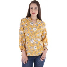 Deals, Discounts & Offers on Laptops - Vvoguish Casual 3/4th Sleeve Floral Print Women's Yellow Top