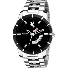 Deals, Discounts & Offers on Watches & Wallets - POLO HUNTER 1218 Black Dial Day and Date Functioning Watch - For Men