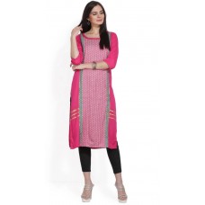 Deals, Discounts & Offers on Women Clothing - Aurelia Self Design Women Straight Kurta  (Pink)