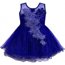 Deals, Discounts & Offers on Kid's Clothing - Wish Karo Girls Midi/Knee Length Casual Dress  (Dark Blue, Sleeveless)
