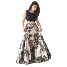 Deals, Discounts & Offers on Women Clothing - Drashti villa Women's Satin Banglori Silk Printed Lehenga Choli 
