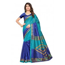 Deals, Discounts & Offers on Women Clothing - Oomph! Self Design Bhagalpuri Raw Silk Saree  (Blue)