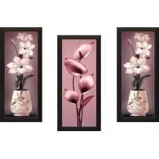 Deals, Discounts & Offers on Home Decor & Festive Needs - SAF Floral Set Of 3 Ink Painting 