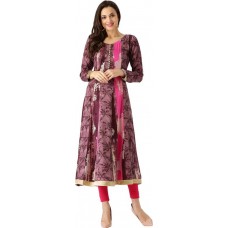 Deals, Discounts & Offers on Women Clothing - Libas Abstract Women's Anarkali Kurta  (Purple)
