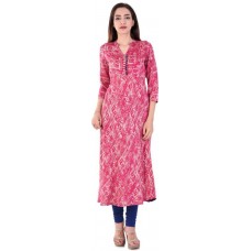 Deals, Discounts & Offers on Women Clothing - Style N Shades Abstract Women's Flared Kurta  (Pink)