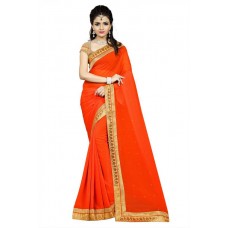 Deals, Discounts & Offers on Women Clothing - Aai Shree Khodiyar Art Embellished Banarasi Georgette Saree  (Orange)