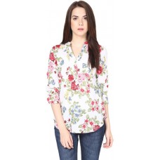 Deals, Discounts & Offers on Women Clothing - Harpa Casual 3/4th Sleeve Floral Print Women's White Top