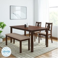 Deals, Discounts & Offers on Furniture - HomeTown Artois Engineered Wood 4 Seater Dining Set(Finish Color - Dark Walnut)
