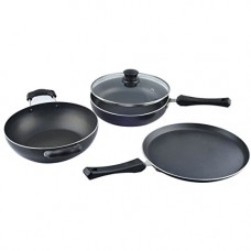 Deals, Discounts & Offers on Home & Kitchen - Nirlon Non-Stick Aluminium Cookware Set, 4-Pieces, Black
