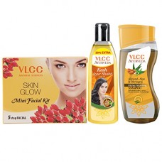 Deals, Discounts & Offers on Personal Care Appliances - VLCC Ayurveda Intense Nourishing Shampoo,100ml, Ayurveda Hair Oil,120ml and Facial Kit Combo