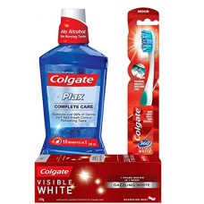 Deals, Discounts & Offers on Personal Care Appliances -  Colgate Visible White Sparkling Mint Toothpaste - 100 g with Colgate 360 Visible White Toothbrushand Colgate Plax Complete Care Mouthwash - 250 ml