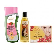 Deals, Discounts & Offers on Personal Care Appliances - VLCC Ayurveda Silky Shine Shampoo, Ayurveda Hair Oil and Facial Kit Combo