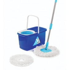 Deals, Discounts & Offers on  - Cello Kleeno Blue & White Easy Clean 360 Degree Bucket Spin Mop with Micro Fibre Refills