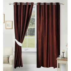 Deals, Discounts & Offers on  - Solid Pattern Brown 7 feet long Door Curtain Set of 2 by Azaani
