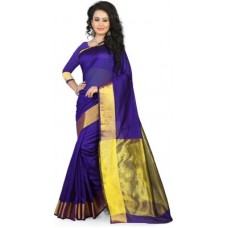 Deals, Discounts & Offers on Women - BAPS Embellished Mysore Cotton Linen Blend Saree(Purple, Gold)