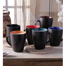 Deals, Discounts & Offers on  - CDI Stoneware Black Matt Finish Coffee Mugs - Set of 6