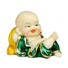 Deals, Discounts & Offers on  - Yellow & Green Polyresin Laughing Buddha Idol by Forever
