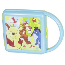 Deals, Discounts & Offers on Home & Kitchen - Disney Pooh Plastic Sandwich Lunch Box with Handle, 500ml, Multicolour