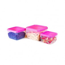 Deals, Discounts & Offers on Home & Kitchen - Cello Fabby Square Container Set, 3-Pieces, Pink