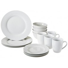 Deals, Discounts & Offers on Home & Kitchen -  AmazonBasics 16-Piece Dinnerware Set, Round - White