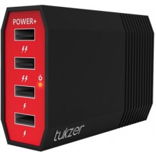 Deals, Discounts & Offers on Computers & Peripherals - Tukzer 4 Ports USB Charging Hub : 6 Amp Power Plus Fast Charging (RED BLACK)