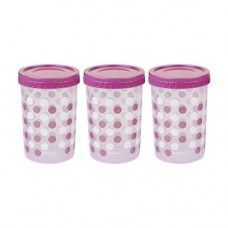 Deals, Discounts & Offers on Home & Kitchen - Ratan E-ZEE Lock Polka Design Plastic Container Set, 1 Litres, Set of 3, Purple