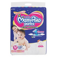 Deals, Discounts & Offers on  -  MamyPoko Pants Extra Absorb Diaper Monthly Jumbo Pack, Medium, 120 Diapers
