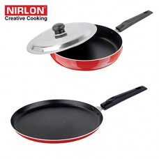 Deals, Discounts & Offers on Home & Kitchen -  Nirlon Non-Stick Aluminium Cookware Set, 2-Pieces, Multicolour (2.6mmFT12+2.6mmFP12)