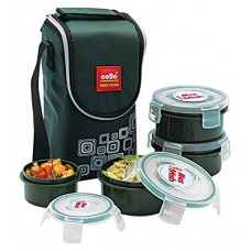 Deals, Discounts & Offers on Home & Kitchen - Cello Max Fresh Click Polypropylene Lunch Box Set, 300ml, 4-Pieces, Green