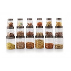 Deals, Discounts & Offers on Home & Kitchen - Cello Checkers Plastic PET Canister Set, 18 Pieces, Clear