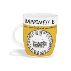 Deals, Discounts & Offers on Home & Kitchen - Clay Craft - Happiness Is, Wonderful Friends Bone China Milk Mug, 350ml, Multicolour