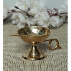Deals, Discounts & Offers on Home Decor & Festive Needs - Golden Pure Brass Handle Diya By Alia Impex