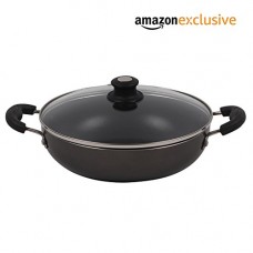 Deals, Discounts & Offers on Home & Kitchen - Lifelong Non-Stick 2 litre Kadhai with Glass Lid, 24 cm, Black/Grey (Induction and Gas Compatible)