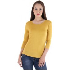 Deals, Discounts & Offers on Laptops - Vvoguish Casual 3/4th Sleeve Solid Women's Yellow Top