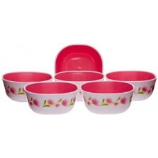 Deals, Discounts & Offers on Home & Kitchen - Nayasa Superplast Square DLX Plastic Bowl Set, 200 ml, Set of 6, Pink (SKU-NAYASA-203)