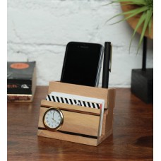 Deals, Discounts & Offers on Stationery - Creame Small Wood Pen Stand with Clock by Radius