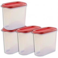 Deals, Discounts & Offers on Kitchen Containers - Tupperware - 1100 ml Plastic Grocery Container(Pack of 4, Red)