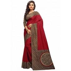 Deals, Discounts & Offers on  - Miraan Saree with Blouse Piece (MT1414_Red_Free Size)