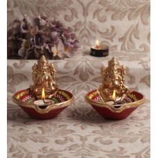 Deals, Discounts & Offers on Home Decor & Festive Needs - Multicolour Clay Fancy Diwali Diya By Decardo - Set of 2 by Decardo