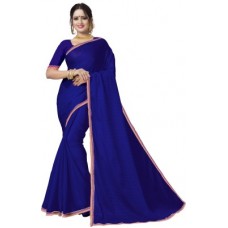 Deals, Discounts & Offers on Women - Trendz Style Self Design Bollywood Poly Silk Saree(Dark Blue)