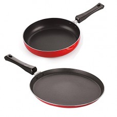 Deals, Discounts & Offers on Home & Kitchen - Nirlon Non-Stick Aluminium Cookware Set, 2-Pieces, Red (2.6mm_FT10_FP10_12)
