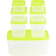 Deals, Discounts & Offers on Kitchen Containers - All Time Polka - 125 L, 250 L, 400 L, 1800 ml Plastic Grocery Container(Pack of 7, Green)