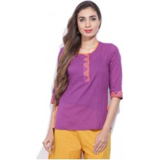 Deals, Discounts & Offers on Laptops - Mother Earth Casual Half Sleeve Solid Women's Purple Top